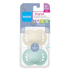 MAM Original Matte Pacifier (2 pack, 1 Sterilizing Pacifier Case), Pacifiers 6 Plus Months, Unisex Baby Pacifier, Best Pacifiers for Breastfed Babies, Sterilizing Storage Case