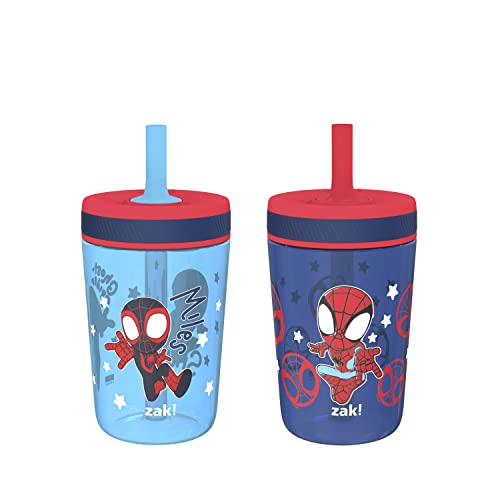 Zak Designs Marvel Spider-Man Kelso Toddler Cups for Travel or at Home, 15oz 2-Pack Durable Plastic Sippy Cups with Leak-Proof Design is Perfect for Kids (Spidey and His Amazing Friends)