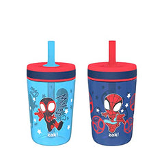 Zak Designs Marvel Spider-Man Kelso Toddler Cups for Travel or at Home, 15oz 2-Pack Durable Plastic Sippy Cups with Leak-Proof Design is Perfect for Kids (Spidey and His Amazing Friends)