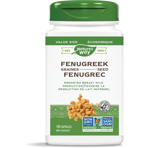 Nature's Way Fenugreek Seed – Breastfeeding Supplement – Lactation Support to Help Mothers Increase Breast Milk Production, Non-GMO - 180 Vegetarian Capsules, Value Size