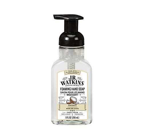 J.R. Watkins Coconut Foaming Hand Soap For Bathroom or Kitchen, Scented, USA Made And Cruelty Free, 266 Milliliters