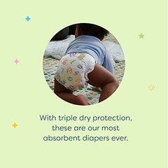 BabyGanics Diapers Size 1 - Babyganics Disposable Diapers, Triple Dry Protection, Absorbent and Breathable, 80 count, White