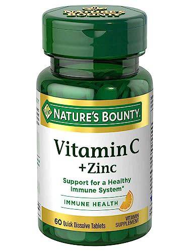 Nature's Bounty Vitamin C + Zinc, Multi-coloured, 60 Quick Dissolve Tablets