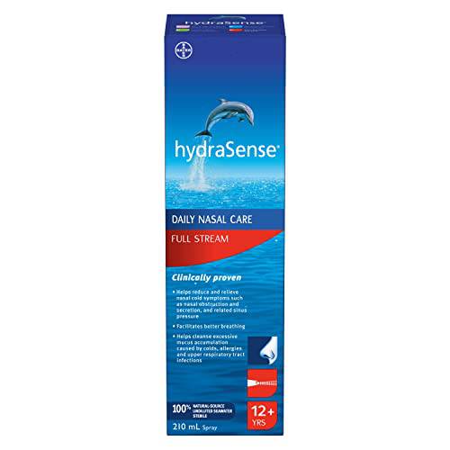 HydraSense Full Stream Nasal Spray, Daily Nasal Care, 100% Natural Source Seawater, Preservative-Free, 210 mL