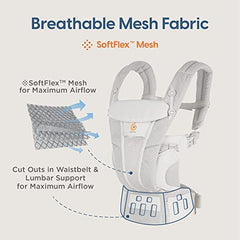 Ergobaby All Carry Positions Breathable Mesh Baby Carrier with Enhanced Lumbar Support & Airflow (7-45 Lb), Omni Breeze, Slate Blue