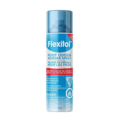 Flexitol Foot Odour Powder Spray | Triple Action Formula - Neutralizes Odour, Absorbs Sweat & Cools | 12 Hour Protection |143g