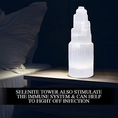 Natural Solution Selenite Tower 15" Tall Skyscraper Healing Crystal Stone Reiki Meditation Energy Protection