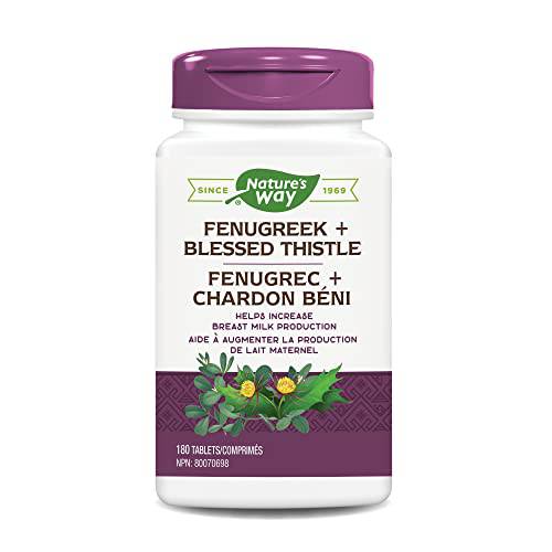 Nature's Way Fenugreek and Blessed Thistle – Used in Herbal Medicine as a Lactation Supplement to Promote Mothers’ Breast Milk Production – Vegetarian, 180 Tablets