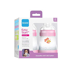 MAM Easy Start Anti-Colic Bottle 5oz (2 count), MAM Baby Bottle with Slow Flow Nipple, Breastfed Baby Feeding Essentials, Girl (Colours May Vary)