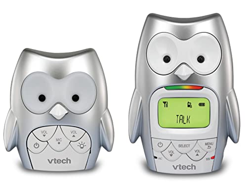 VTech Owl DECT 6.0 Digital Audio Baby Monitor with Night Light, 1 Parent Unit, Silver & White, DM225