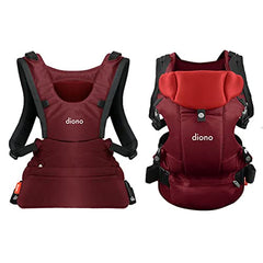 Diono Carus Essentials 3-in-1 Baby Carrier, Front Carry & Back Carry, Newborn to Toddler up to 33 lb / 15 kg, Easy to Wear Comfortable & Ergonomic, Red