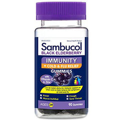 Sambucol Black Elderberry Immunity Gummies | Immune Support & Antioxidant | Quickly Relieves Cold & Flu Symptoms | Ideal for Families | Gluten Free | 90 Gummies