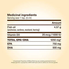 Nature's Way NutraSea Omega-3 and Vitamin D Supplement - Fish Oil with 1250mg EPA and DHA, 1000 IU Vitamin D3 – Support Healthy Heart and Brain, Help Build Strong Bones and Teeth & Help Support Immune System - Grapefruit Tangerine Flavour, 200 mL Liquid