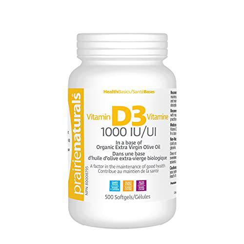 Prairie Naturals Vitamin d3 cholecalciferol 1,000iu softgel, 500 Count