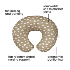 Boppy Nursing Pillow Original Support, Tan Pebbles, Ergonomic Nursing Essentials for Bottle and Breastfeeding, Firm Hypoallergenic Fiber Fill, with Removable Nursing Pillow Cover, Machine Washable