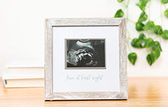 Pearhead Love at First Sight Rustic Sonogram Photo Frame, Baby Ultrasound Keepsake Picture Frame, Gender-Neutral Nursery Décor, 4" x 3" Photo Insert, Distressed Wood