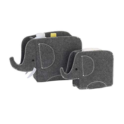 Little Love by NoJo Grey Felt Elephant Shaped Nursery Storage Caddys, Grey, Grey Elephant (3038362)