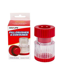 Acu-Life Pill Crusher and Grinder, Crushes Pills, Vitamins, Tablets, Stainless Steel Blade, Includes Storage Container, Transparent/Red 1 Count (Pack of 1)