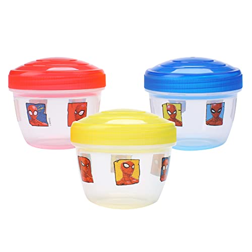 Spider-Man Snack Containers for Kids - BPA Free Plastic - 3 Pack with Twist Off Lids