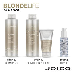 Joico Blonde Life Brightening Blonde Shampoo, Neutralizes Brassy Tones, Protect and Strengthen Bleached Hair, Anti Frizz with Coconut Oil, Sulfate Free