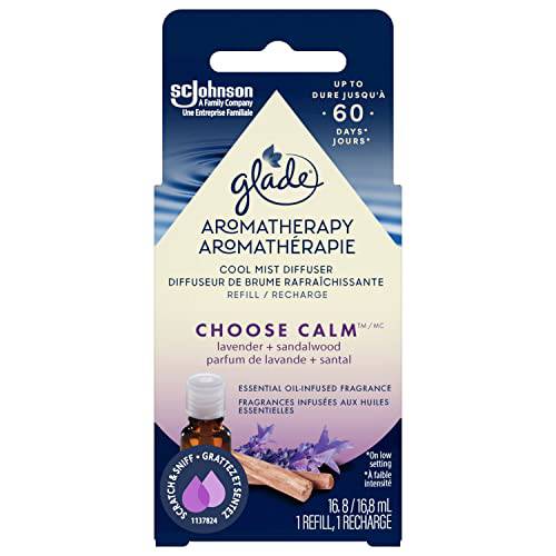 Glade Essential Oil Diffuser Refill, Use with Cool Mist Aromatherapy Diffuser, Air Freshener for Home, Choose Calm Scent with Notes of Lavender & Sandalwood, 1 Count