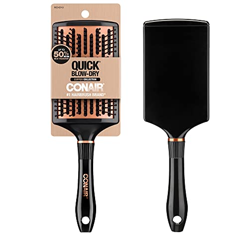 Conair Quick Blow-Dry Copper Collection, Curved Paddle Brush, Hair Brush, 1 count