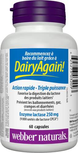 Dairy Again!™ Lactase Enzyme 250 mg Capsules