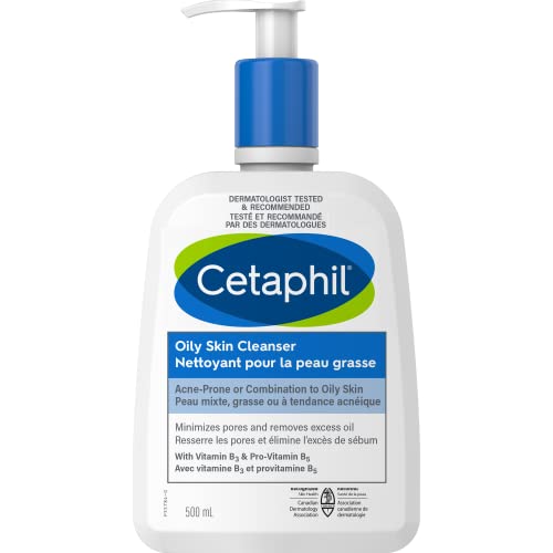 Cetaphil Oily Skin Cleanser (500ml) - Gentle Foaming Daily Facial Cleanser, Ideal Face Wash for Sensitive, Acne Prone, Combination to Oily Skin, Dermatologist Recommended