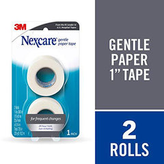 Nexcare Gentle Paper First Aid Tape, Ideal for Securing Gauze and Dressings, 1 in X 10 Yds Carded, 2 Pk