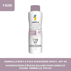 Garnier Ombrelle Ultra Light Sunscreen Body & Face Spray, SPF 50+, for Sensitive Skin, Hypoallergenic, Water Resistant, Alcohol and Fragrance Free, 142g