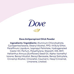 Dove Antiperspirant Stick Powder for 24h protection with 1/4 moisturizers certified Cruelty-Free by PETA 74g