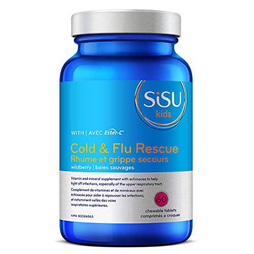 Sisu - Kids’ Cold & Flu Rescue with Ester-C - A unique formula to support the immune system and inhibit viruses so your child feels better faster - 60 Tablets