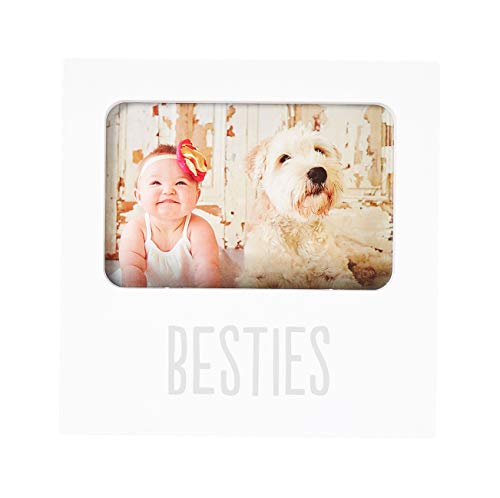 Kate & Milo Besties Keepsake Photo Frame, Best Friends Gifts, Baby and Pet Keepsake Frame, Modern Picture Frame, White