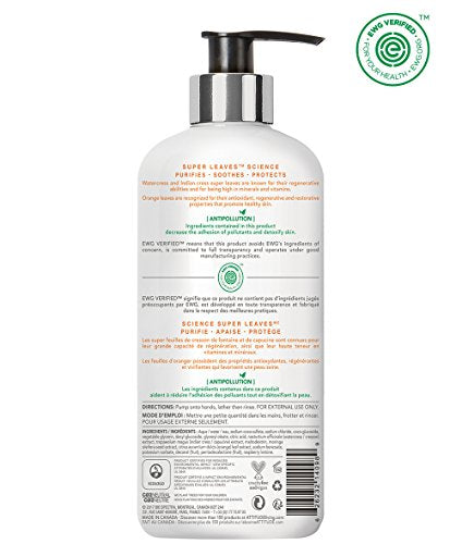 ATTITUDE Hand Soap, EWG Verified, Plant- and Mineral-Based Formula, Vegan & Cruelty-free Personal Care Products, Hypoallergenic, Orange Leaves, 473 mL