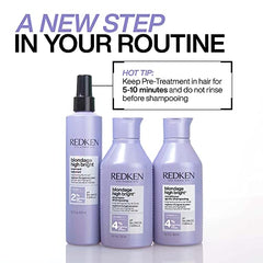 Redken Blondage High Bright Pre Treatment, Brightens and Lightens Color-Treated and Natural Blonde Hair Instantly, Infused with Vitamin C,250 ml.