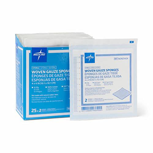 Medline Gauze Sponge Sterile 12 Ply, 50 Count