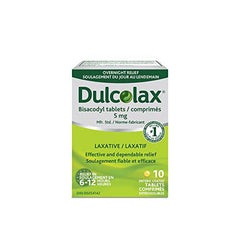 Dulcolax 5 mg Stimulant Laxative Tablets 10 CT - Bisacodyl – Stimulates the Bowels – Occasional Constipation Relief for Adults in 6-12 Hours - Suitable for Children Over 6 Years & Older, Adults and Breastfeeding Women