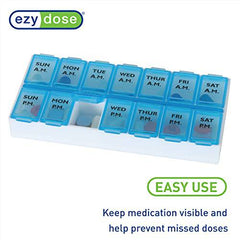 Ezy Dose Weekly (7-Day) AM/PM Pill Organizer, Vitamin Case, And Medicine Box, 2 Times a Day, Color may vary