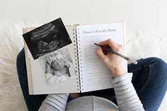 Pearhead Little Bundle of Joy Pregnancy Journal, Keepsake Pregnancy Memory Book with Sonogram Photo, First Through Third Trimester Pregnancy Milestone Tracker with Ultrasound Photo Cover, Blush Leaf