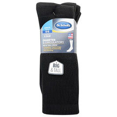 Dr. Scholl's Unisex Men's and Women's Diabetes & Circulator Socks - 1 Pair Pack - Unisex Non-Binding Moisture Management, Black, 13-15