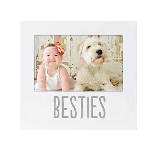 Pearhead Baby and Friend"Besties" Keepsake Picture Frame Displays one, White, 4" x 6"