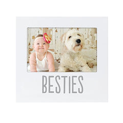 Pearhead Baby and Friend"Besties" Keepsake Picture Frame Displays one, White, 4" x 6"