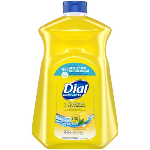 Dial Complete Antibacterial Liquid Hand Soap Refill, Lemon & Sage, Plastic Bank, 1.53L