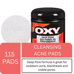 OXY Deep Pore Cleansing Acne Pads with Salicylic Acid, For Stubborn Acne, For Blackheads and Visible Pores, 115ct