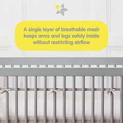 BreathableBaby, Breathable Mesh Liner for Cribs with 52"x28" (132x71cm) Mattress, Owl Fun Gray, Classic 3mm Mesh, Covers 3 or 4 Sides, Safety Tested & Trusted (Not for Mini Cribs)