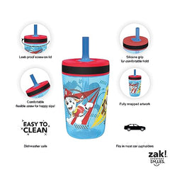 Zak Designs Paw Patrol Chase & Marshall Kelso Tumbler Set, Leak-Proof Screw-On Lid with Straw, BPA-Free, Made of Durable Plastic and Silicone, Perfect Bundle for Kids (15 oz, 2pc Set)