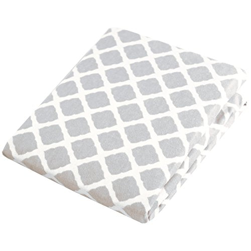 Kushies Changing Pad Cover for 1" pad, 100% breathable cotton, Made in Canada, Grey Lattice