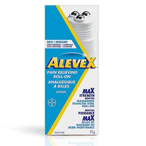 AleveX Topical Pain Relief Lotion - For Muscle And Joint Pain, Back Pain, And Arthritis Pain Relief, Contains Maximum Strength Cooling Menthol with Camphor, With Massaging Rollerball Applicator, 72g