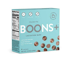 Booby Boons+ Protein Chocolate Chip Bars; (6x45g). Award Winning, Wheat-Free, Soy-Free Breastfeeding Support. Made with Love in Canada