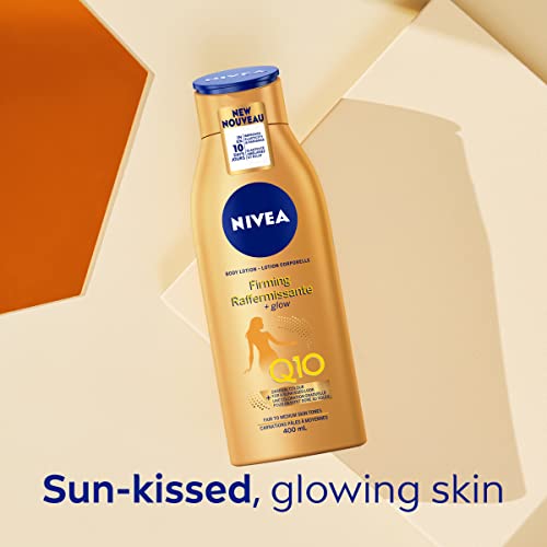 NIVEA Q10 Firming + Glow Body Lotion, 400ml | Firmer-Feeling Skin | Gradual Tanning Lotion without sun exposure